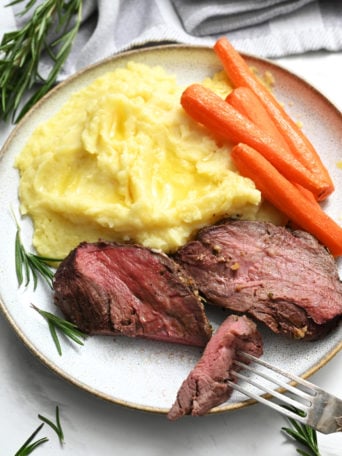 serving Beef Tenderloin Recipe with carrots