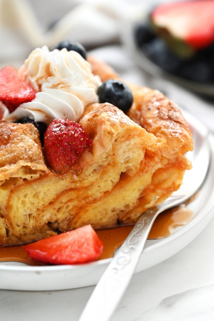 serving of French Toast Croissant Casserole