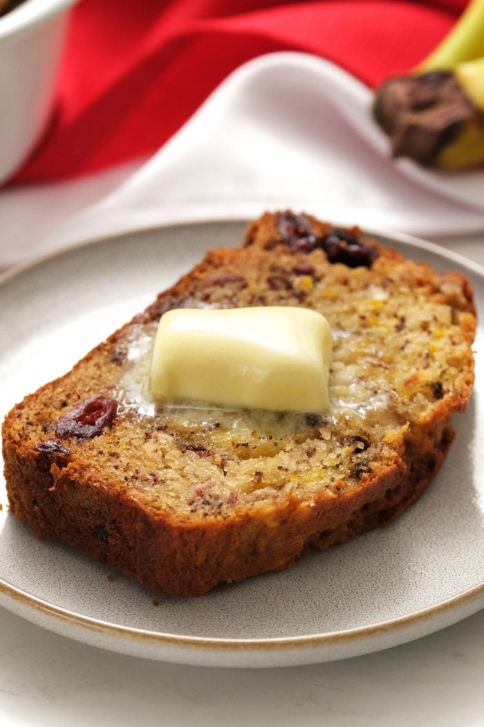 melted butter on slice of bread