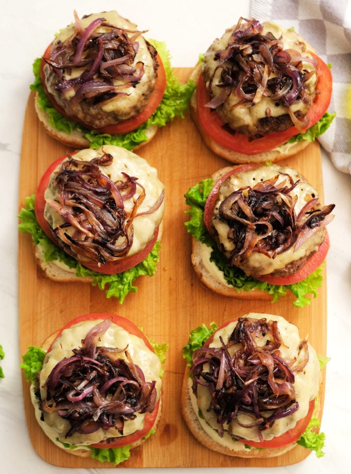 grilled onions on burgers