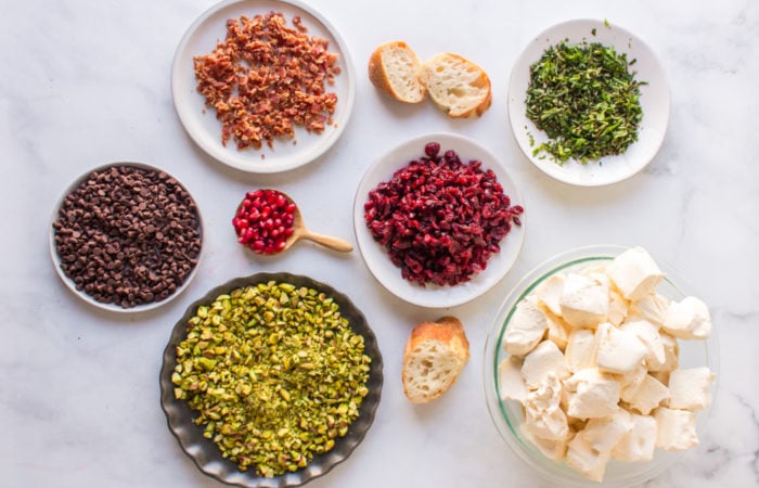 ingredients to make Christmas Tree Cheese Balls