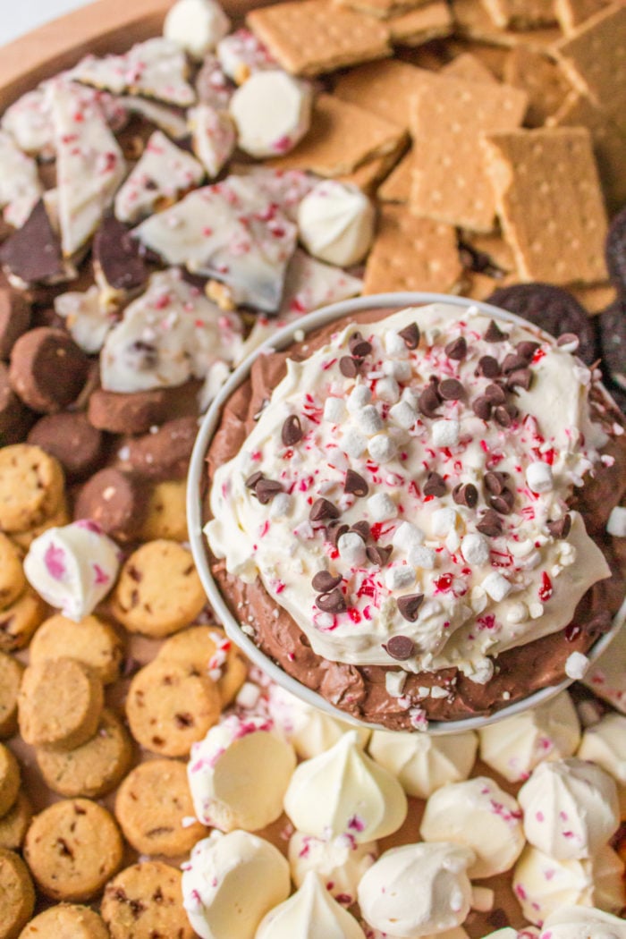 dip with whipped cream and peppermint sprinkles