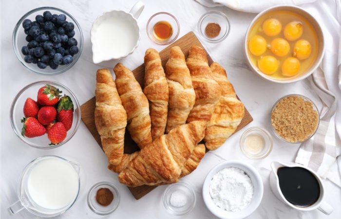 ingredients to make French Toast Croissant Casserole