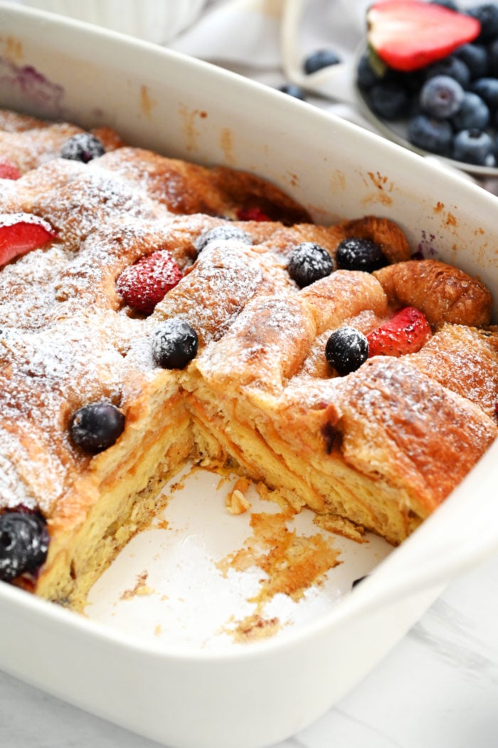 a serving of French Toast Croissant Casserole