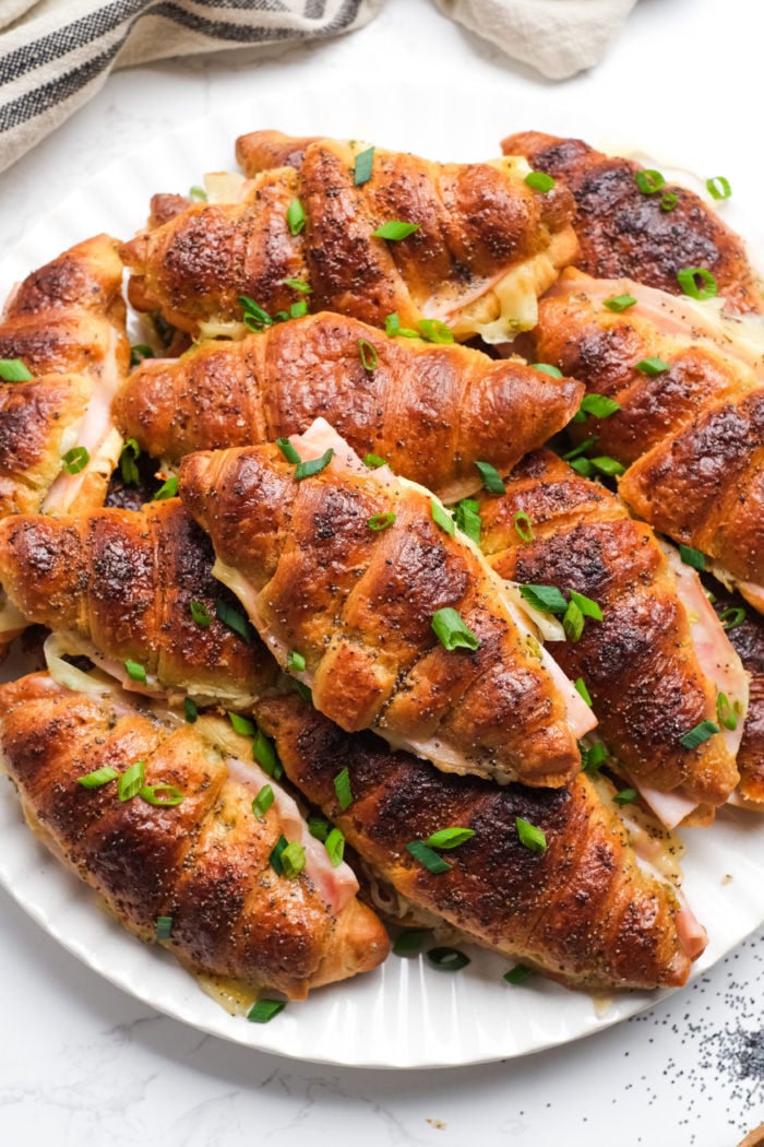 plate of Baked Ham and Cheese Croissants