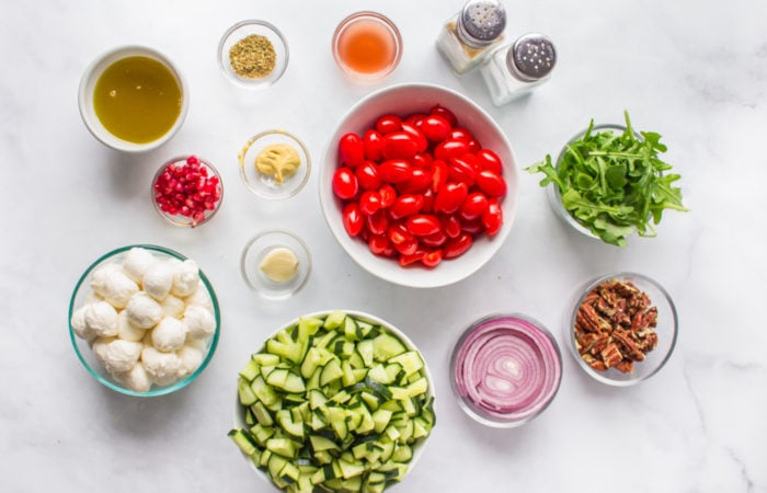 ingredients to make a Christmas Wreath Salad