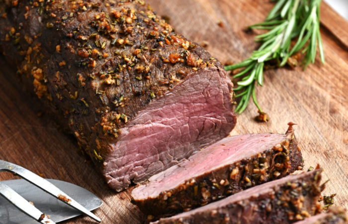 sliced tenderloin with rosemary