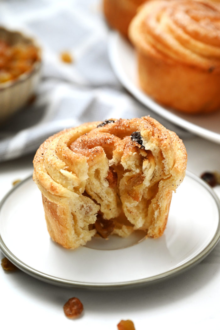 inside a cruffin with raisins