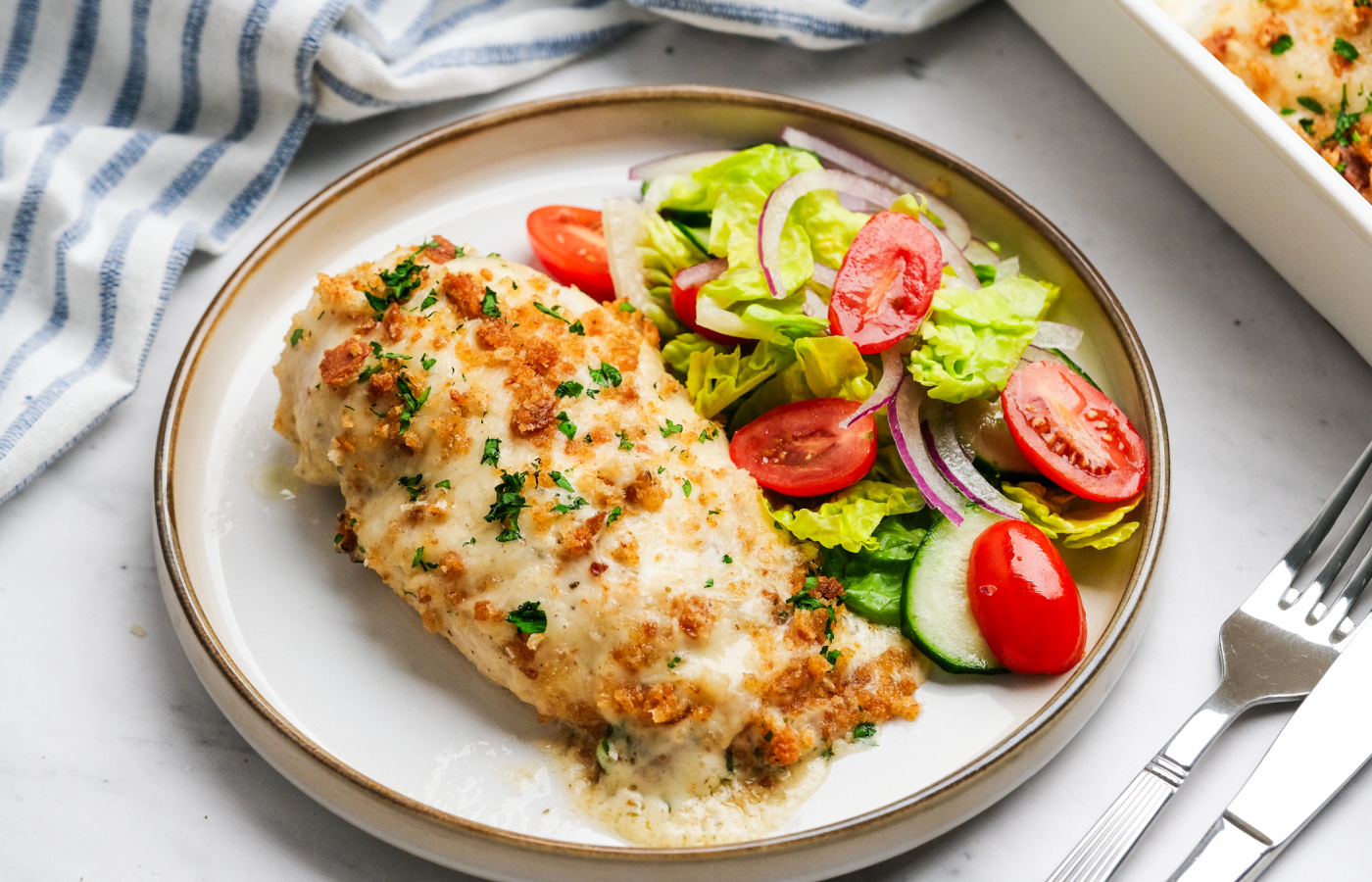 Baked Caesar Chicken [reluctantentertainer.com]