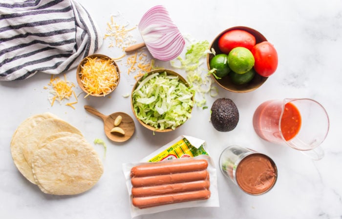 ingredients to make Taco Dogs