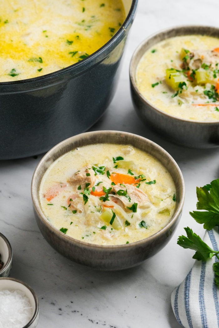 bowls of chicken soup