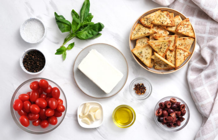 ingredients to make Baked Feta Cheese Dips