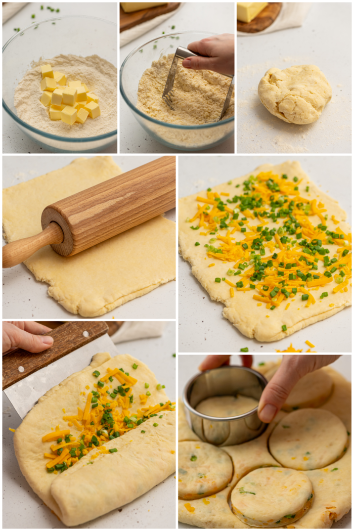 rollling out buttermilk biscuit dough