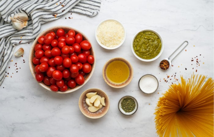 ingredients to make Roasted Tomato Pesto Pasta