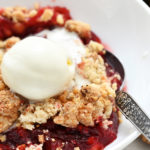Strawberry Pie Filling Dessert with vanilla ice cream