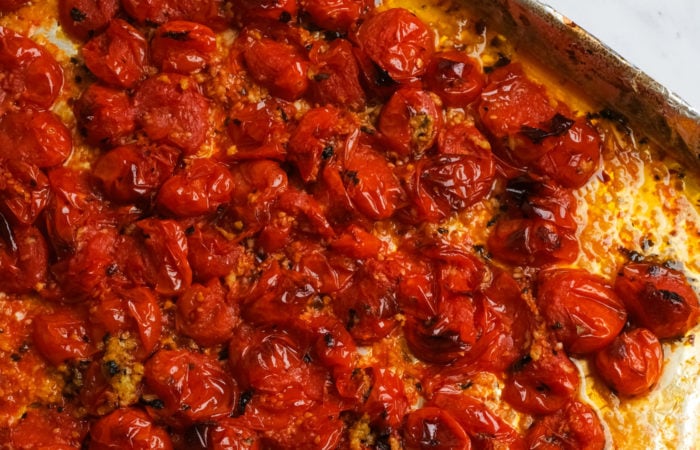 pan of roasted tomatoes