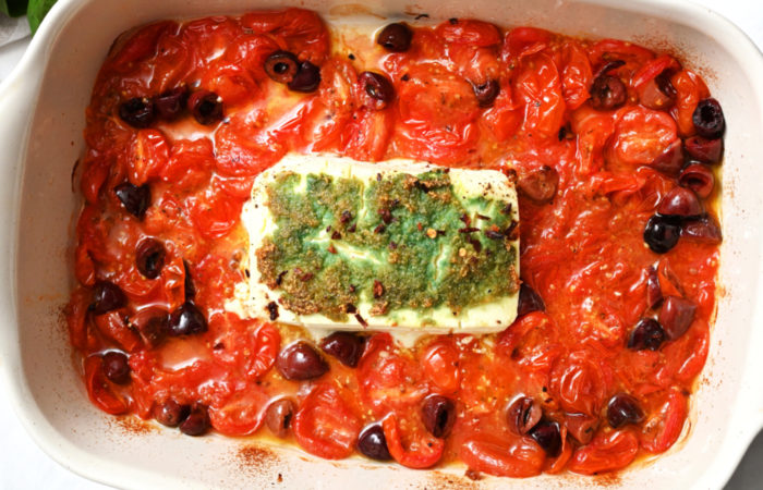 Greek feta cheese and roasted tomatoes