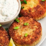 bowl of dipping Sauce for Fish Cakes on plate