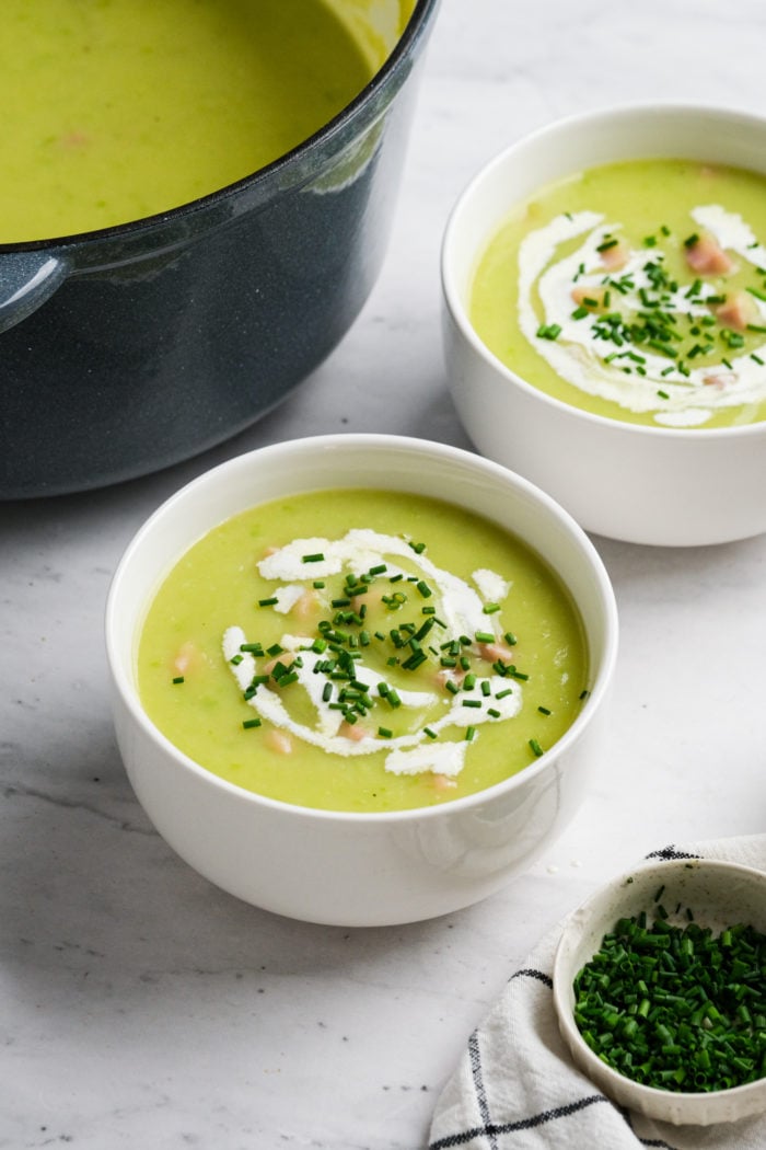 2 bowls potato leek soup