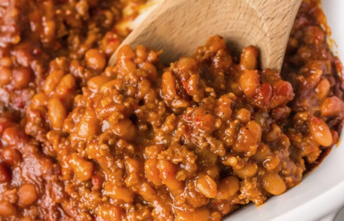 serving Ground Turkey with Beans and Bacon