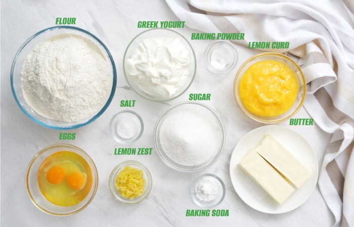 ingredients to make Muffins with Lemon Curd
