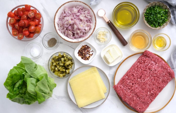 ingredients to make Smash Burger Salad