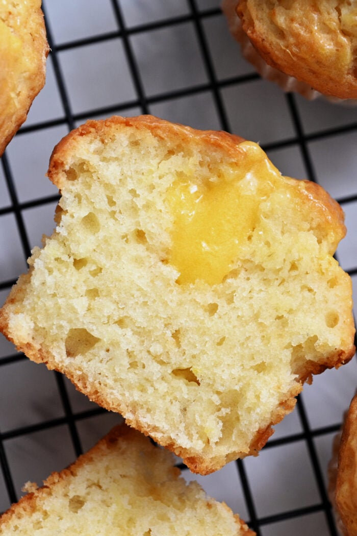 lemon curd in center of cupcake