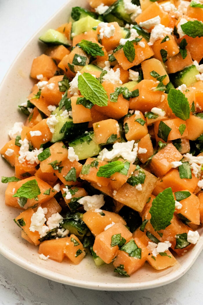 Cucumber Melon Salad with cheese