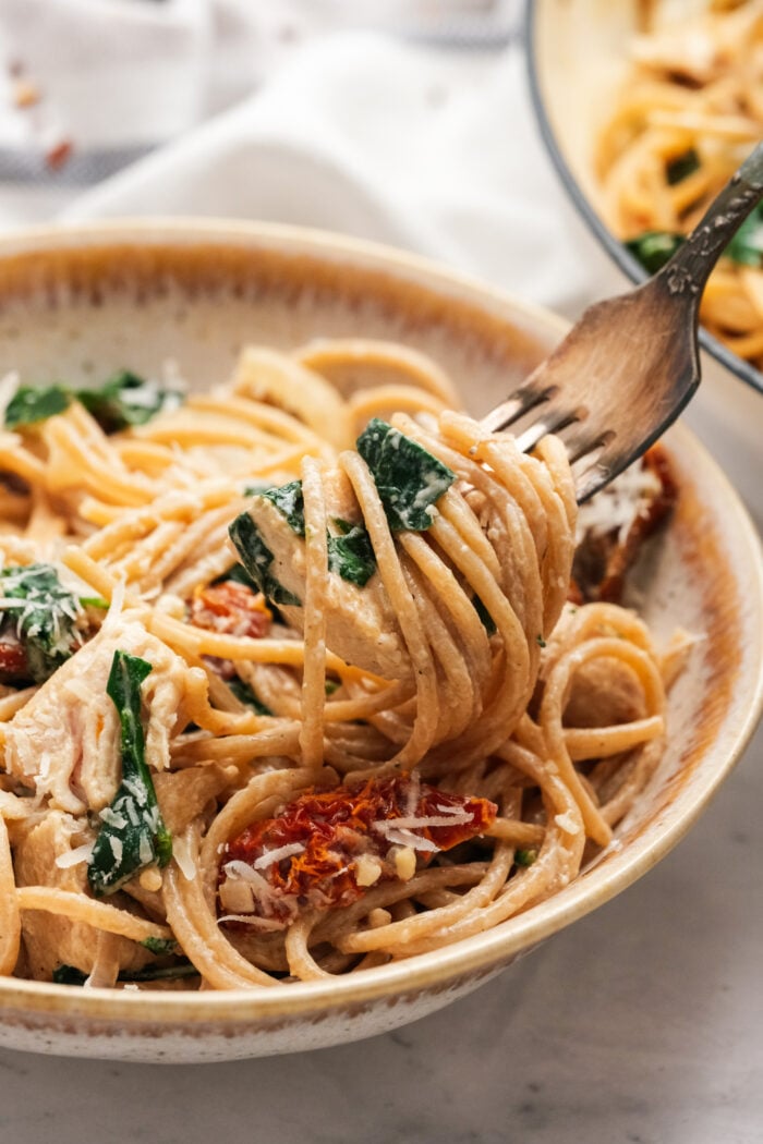 fork bite of pasta