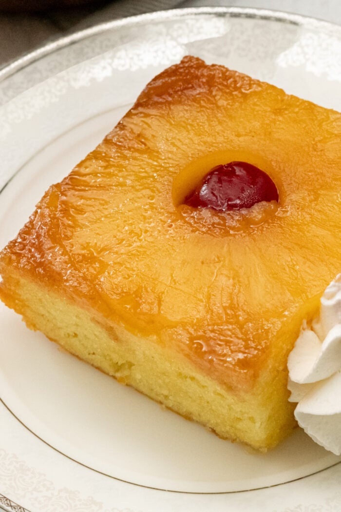 serving of a piece of pineapple cake