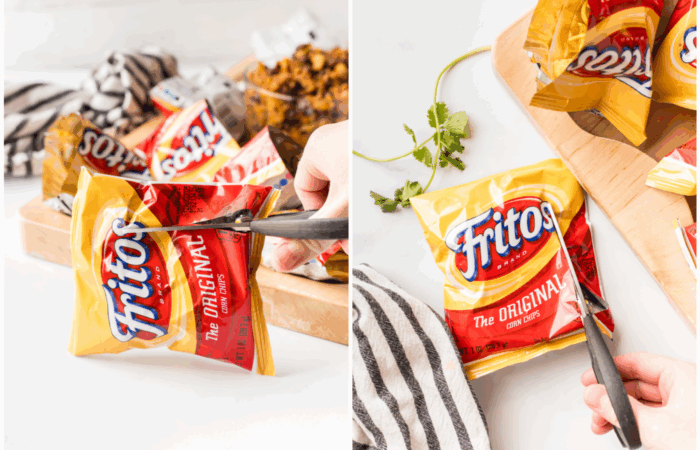 how to cut a Frito bag for a walking taco