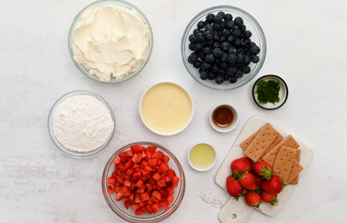 ingredients to make Blueberry Cheesecake Dip Recipe