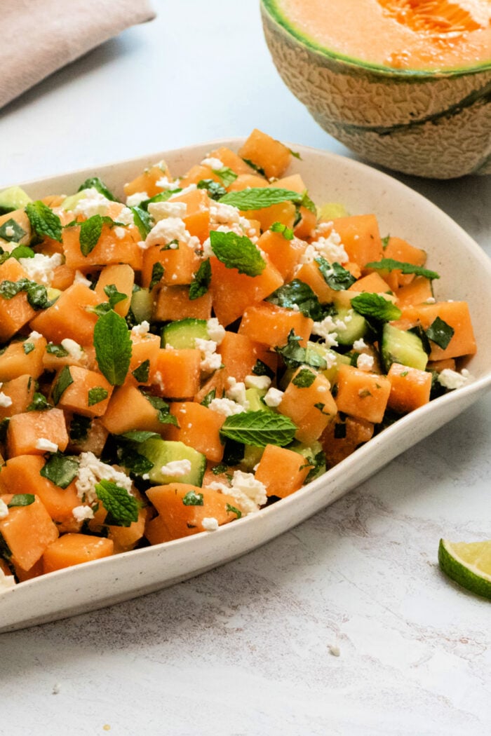 serving platter of Cucumber Melon Salad