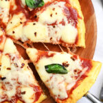 Cottage Cheese Pizza with fresh basil