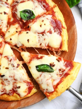 Cottage Cheese Pizza with fresh basil