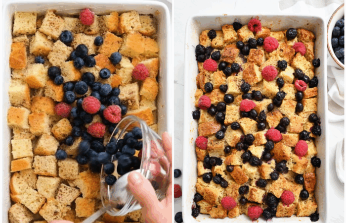 adding berries to breakfast casserole