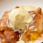 a bite of Peach Dumplings