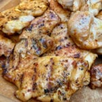 Traeger barbecued smokd chicken thighs