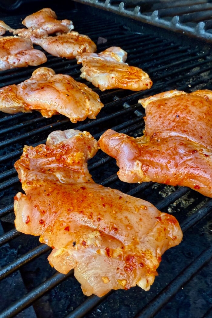 smoking chicken thighs on a Traeger