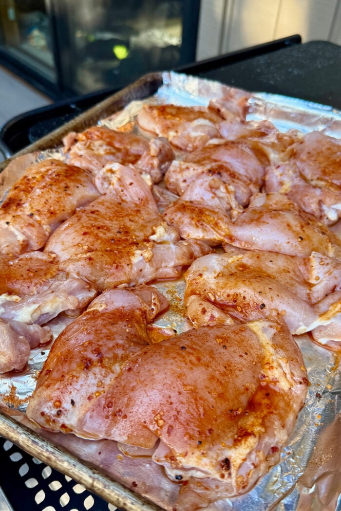 preparing boneless chicken thighs