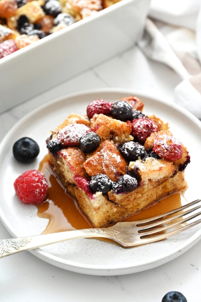 brioche breakfast casserole with fresh berries