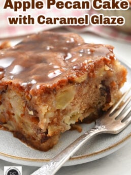 Apple Pecan Cake with Caramel Glaze