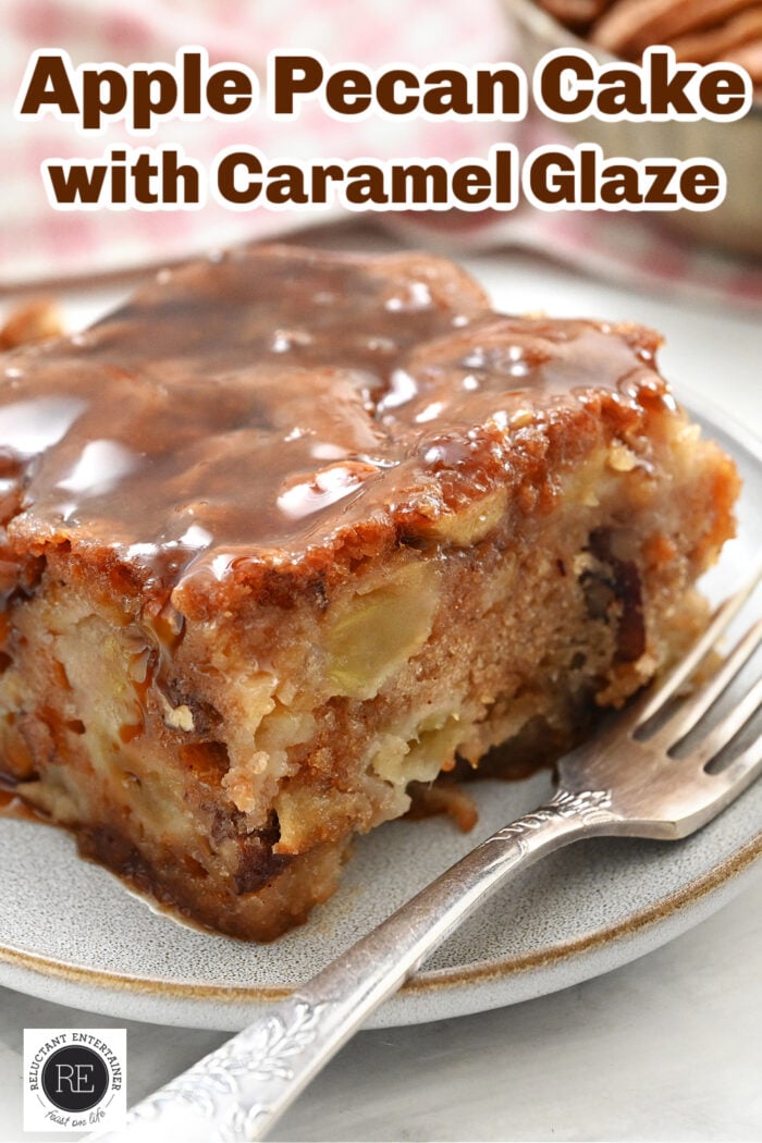 Apple Pecan Cake with Caramel Glaze