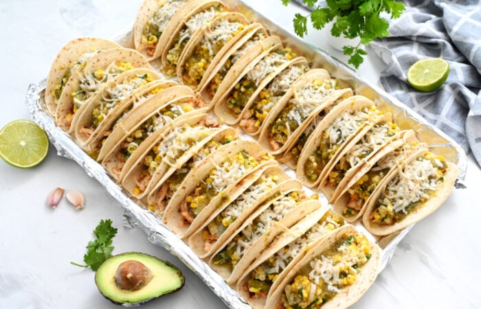 a pan of baked tacos