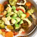 colorful Southwest Chicken Soup with avocado