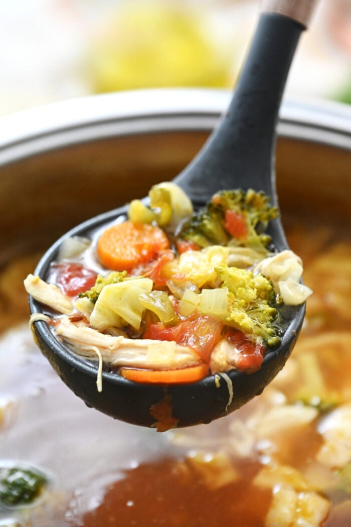 a ladle of Southwest Chicken Soup