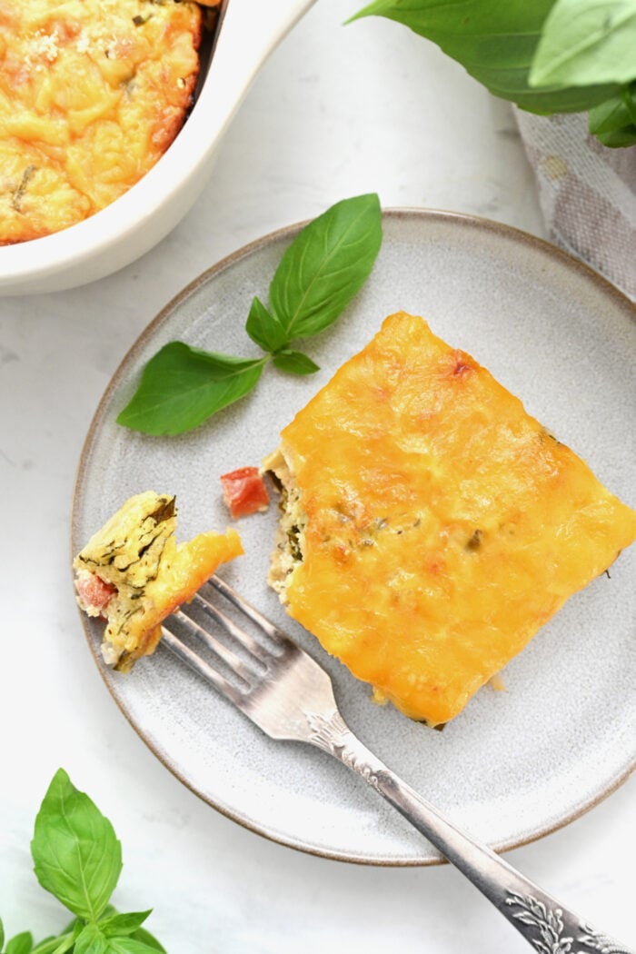 a bite of cottage cheese egg bake