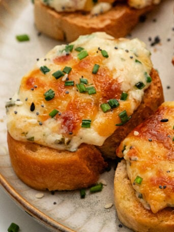a crostini with Garlic Bread Dip