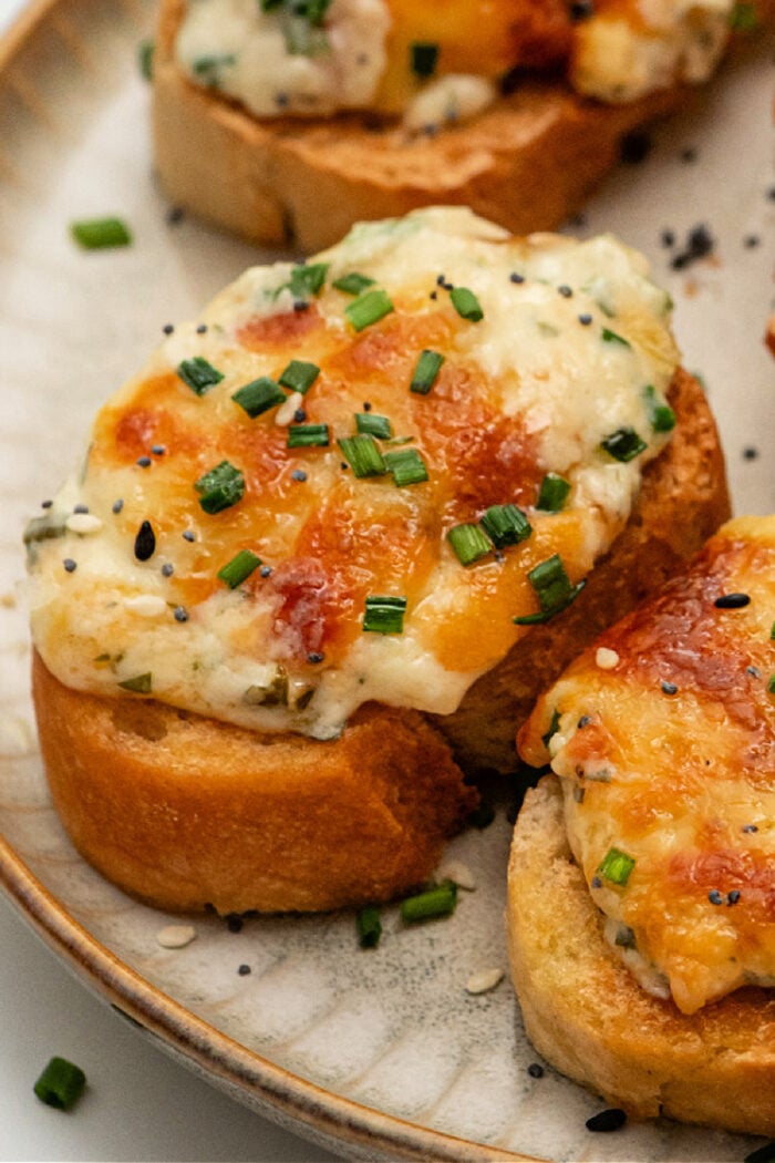 a crostini with Garlic Bread Dip