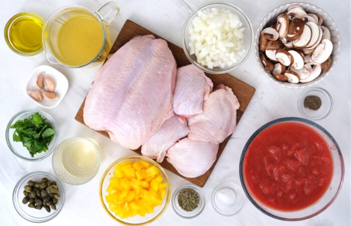 ingredients to make Dutch Oven Chicken Cacciatore